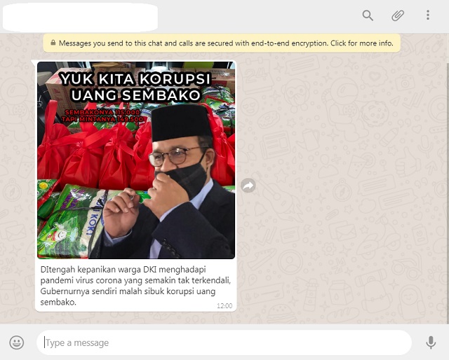 [CEK HOAKS atau FAKTA] Anies Sibuk Korupsi Uang Sembako di Tengah Kepanikan Warga DKI Hadapi Corona