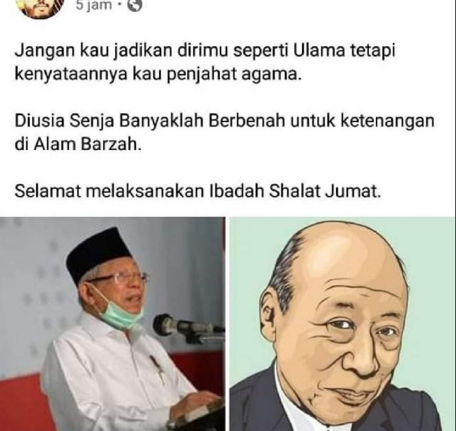 Akun FB yang Sandingkan Foto Ma'ruf Amin dan Bintang Porno Jepang Ternyata Ketua MUI Tanjung Balai