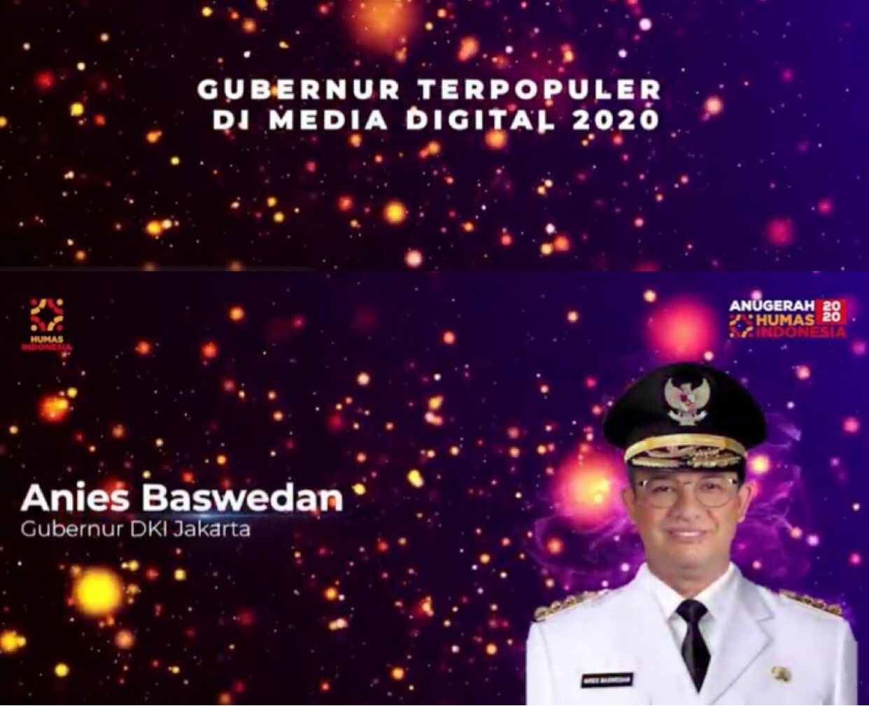 Anies Terpilih Jadi 'Gubernur Terpopuler Media Digital 2020'