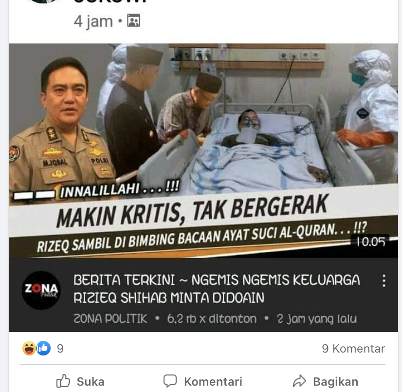 Viral Foto Rizieq Shihab Kritis, Begini Faktanya