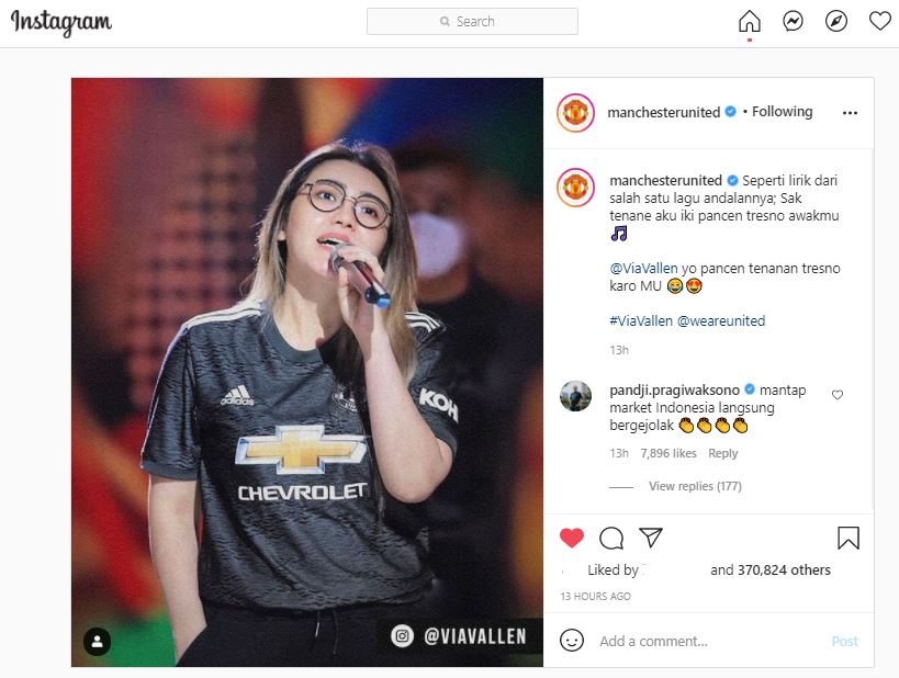 Publik Geger, Akun Instagram Manchester United Unggah Foto Via Vallen