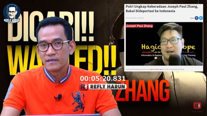 Refly Harun Bandingkan Kasus Hina Nabi Jozeph Paul Zhang dan Ahok
