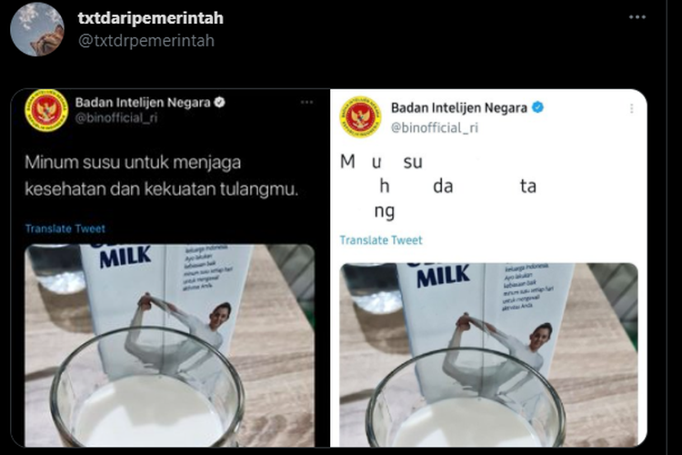 Saat BIN Unggah Foto Ajakan Minum Susu, Apa Maksudnya?