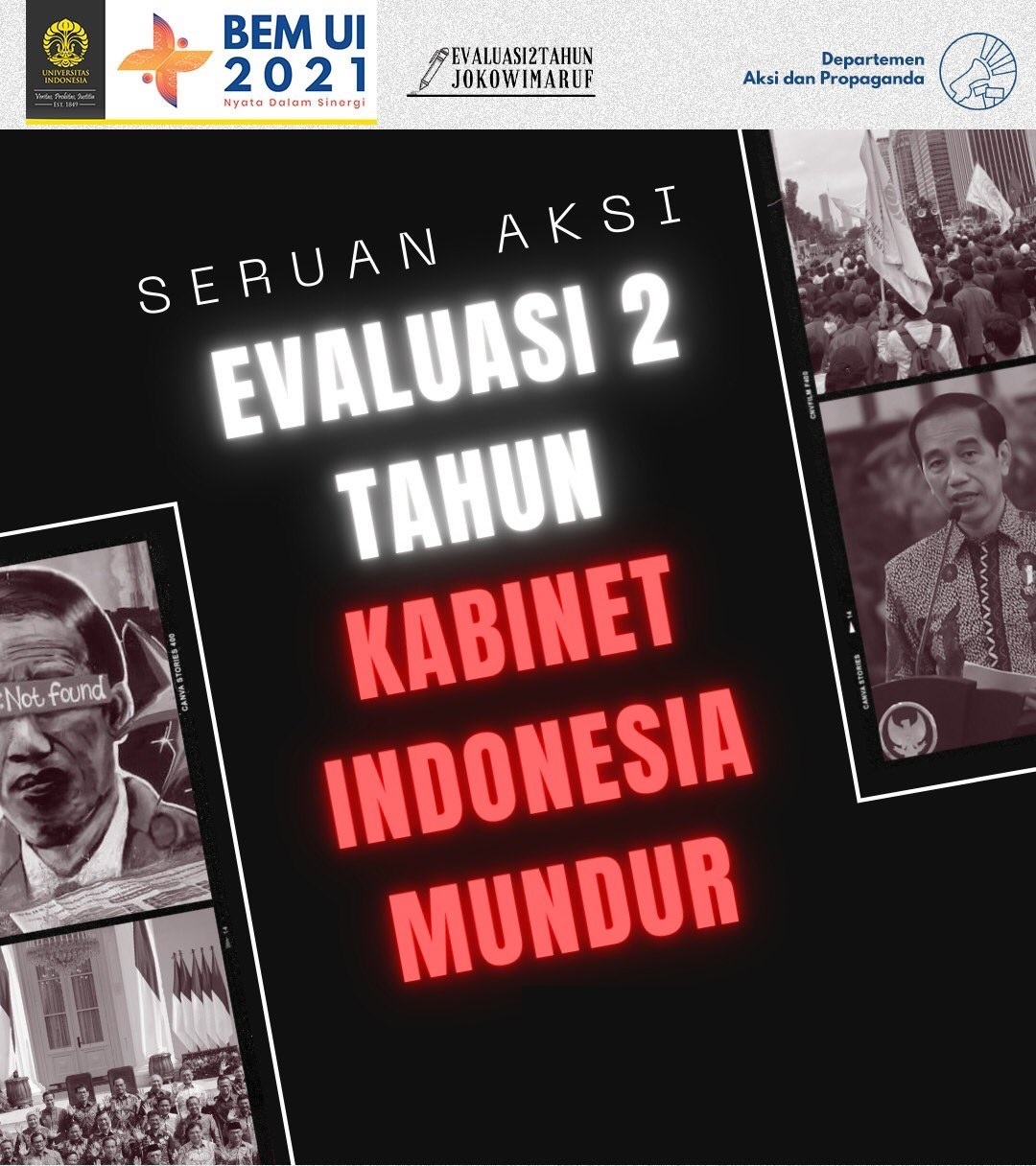 6 Menterinya Dapat Rapor Merah, BEM UI Desak Jokowi Segera Evaluasi