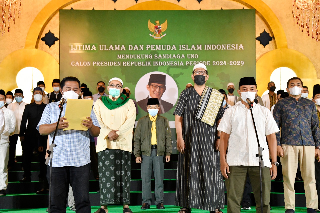 Ijtima Ulama dan Pemuda Islam Indonesia Deklarasi Dukung Sandiaga Uno Capres 2024