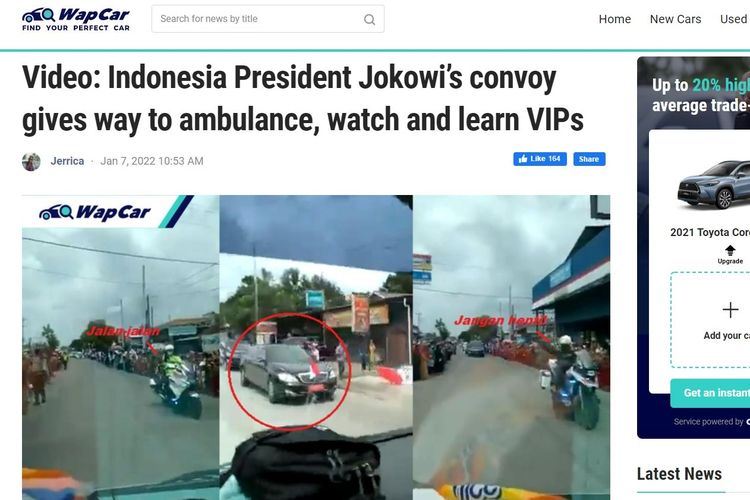 Media Malaysia Pakai Video Jokowi Beri Jalan Ambulans untuk Sindir PM Ismail