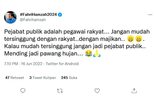 Cuitan Fahri Hamzah Soal ‘Pejabat Publik Mending Jadi Pawang Hujan Kalau Mudah Tersinggung', Sindir Siapa?