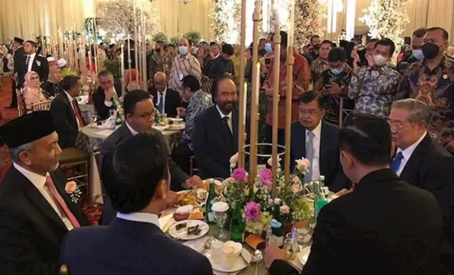 Saat Anies Duduk Satu Meja dengan Para Bos Tiga Partai di Pernikahan Putri Salim Segaf