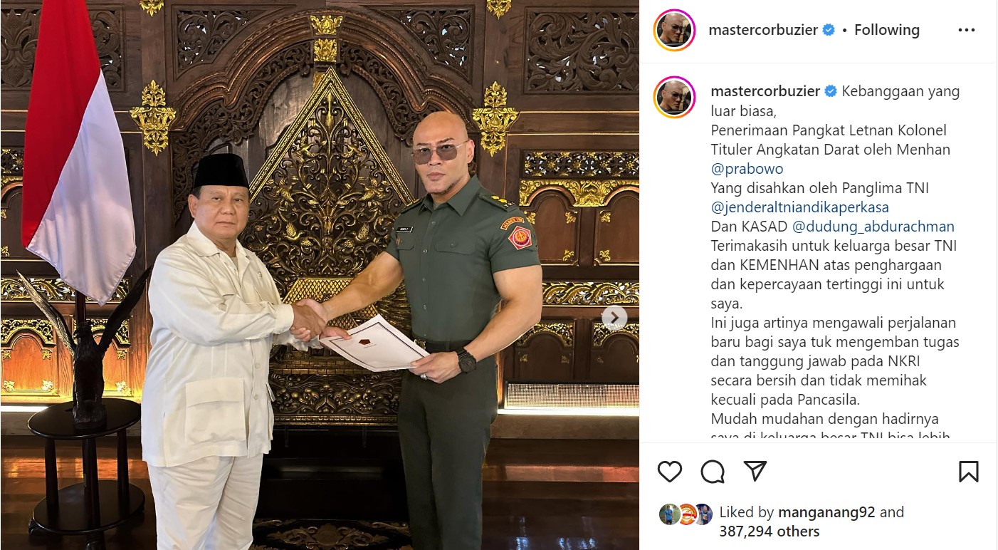 Berapa Gaji Deddy Corbuzier Sebagai Letkol Tituler?