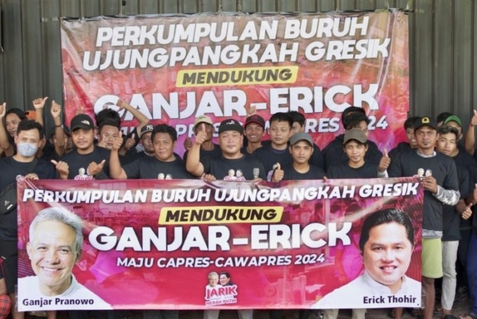 50 Relawan Buruh di Gresik Deklarasi Dukungan untuk Duet Ganjar-Erick Thohir