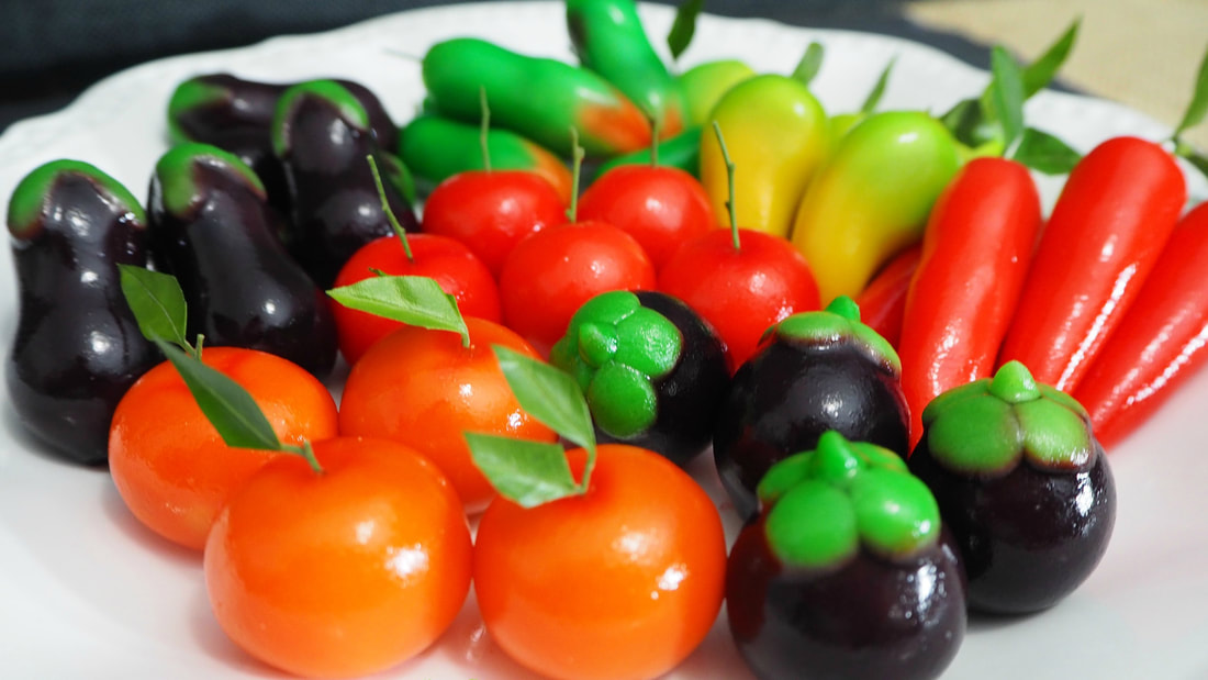 Resep Thai Kanom Luk Chup, Kue Kacang Hijau Bentuk Buah Mini
