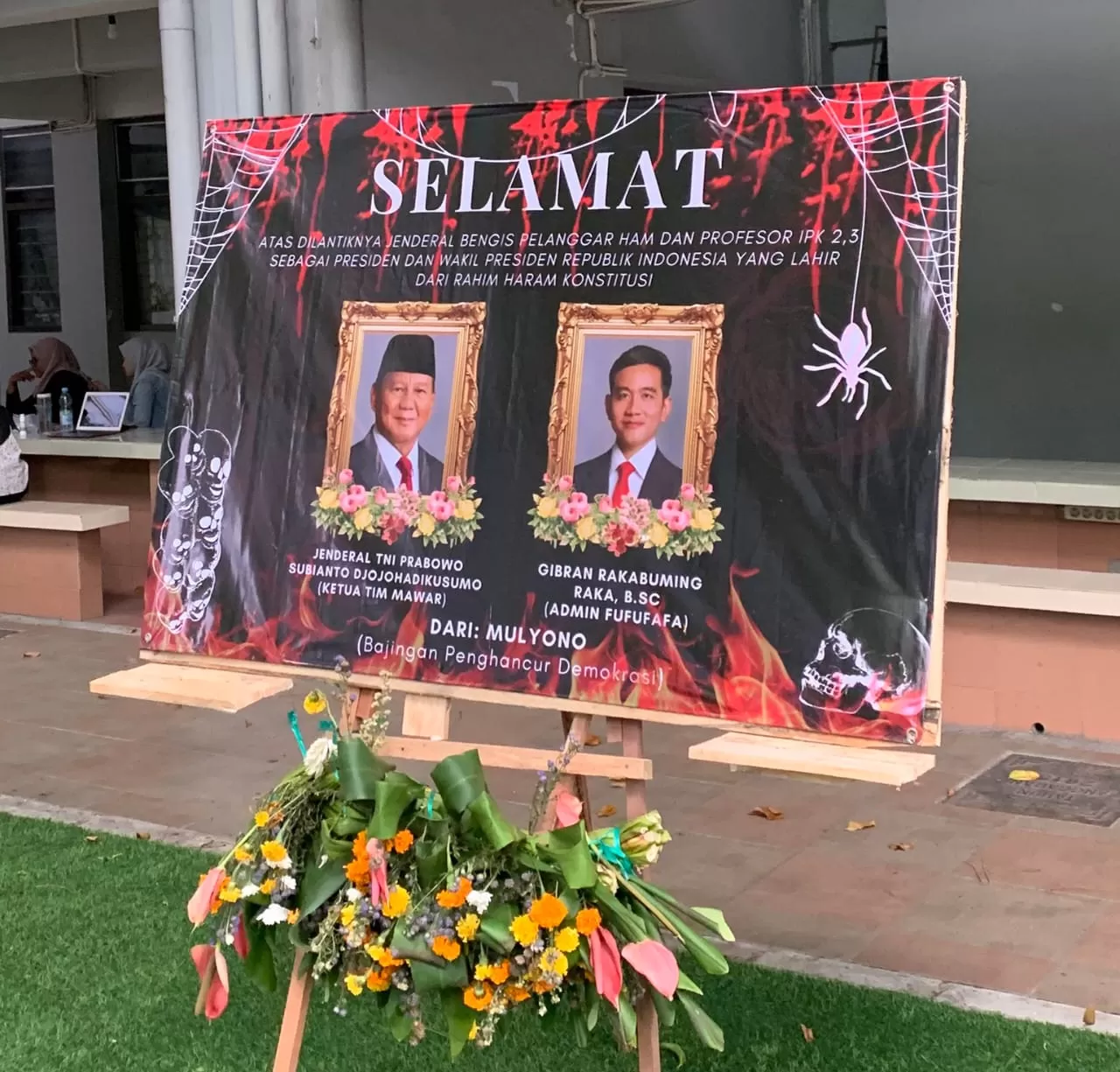 Bikin Karangan Bunga Satire untuk Prabowo-Gibran, BEM FISIP Unair Langsung Dibekukan